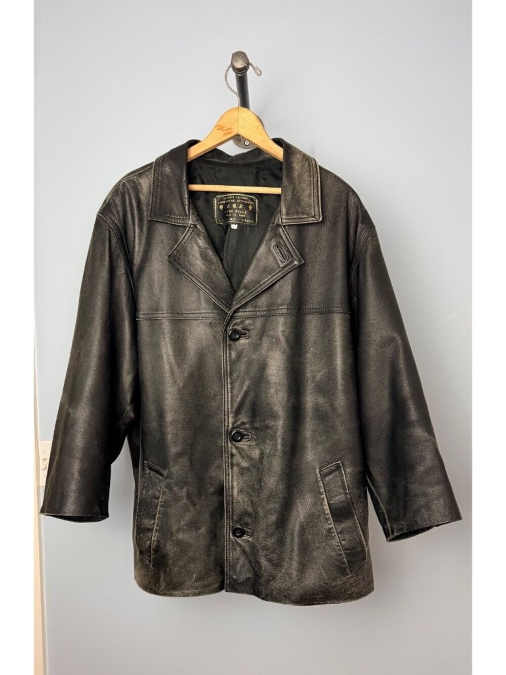Vera Pelle Black Soft Leather Jacket Made In Italy Mens Size Large